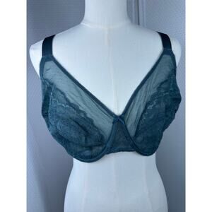 HSIA Women’s Lace Sexy Underwire Bra Sz 38H Adjustable Strap Hook Eye Blue Slate